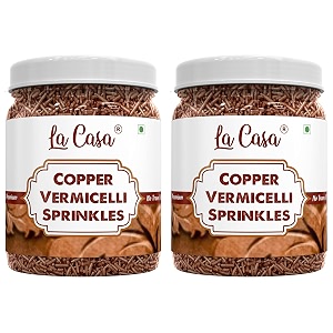 la casa metallic copper vermicelli sprinkles  combo pack of 2  ideal for cake decoration amp garnishing  2x200g 