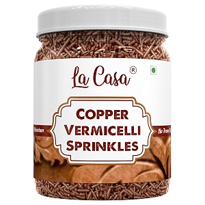la casa metallic copper vermicelli sprinkles  ideal for cake decoration amp garnishing  200g 