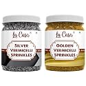 La Casa Metallic Golden+Silver Vermicelli Sprinkles | Combo Pack of 2 | Ideal for Cake Decoration &amp; Garnishing | 2x200g |