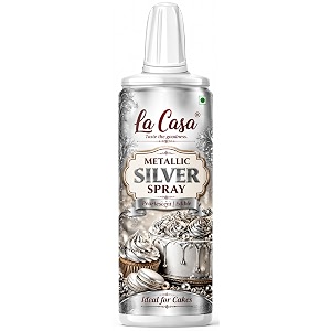 la casa metallic pearlescent silver spray colour  edible color ideal for cake decoration amp garnishing  30g 