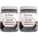 La Casa Metallic Silver Vermicelli Sprinkles | Combo Pack of 2 | Ideal for Cake Decoration &amp; Garnishing | 2x200g |