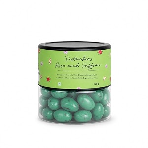 la chocoallure chocolate dragees with nuts amp fruits 100gm pistachio rose n saffron