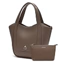 LA FESTIN Genuine Leather Bucket Purses for Women Trendy Shoulder Handbag