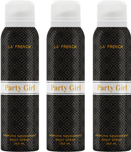 la french party girl women long lasting women body spray deodorant pack 3 body spray - for women 450 ml pack of 3