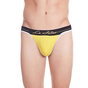 la intimo cotton modal spandex men thongs underwear yellow