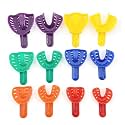 LA MIERE Dental Impression Trays Perforated Plastic Autoclavable 12Pcs Teeth Holder Upper &amp; Lower for Adults and Child Multicolor