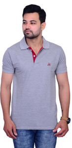 La Milano Solid Men Polo Neck Grey