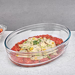 la opala cook serve store 100 borosilicate glass bakeware amp serveware  oval baking dish 16 l  for baking amp serving  microwave amp oven proof  dishwasher amp freezer proof  durable  transparent
