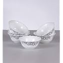 La Opala Diva Classique Collection Opal Glass Crockery | Vegetable Bowl Set of 6 | Misty Drops Design | for dal &amp; Condiments | Microwave Safe | 100% Vegetarian | Extra Strong | Light &amp; White