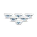 La Opala Diva Classique Collection Opal Glass Crockery | Vegetable Bowl Set of 6 | Aster Blue Design | for dal &amp; Condiments | Microwave Safe | 100% Vegetarian | Extra Strong | Light &amp; White