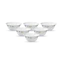 La Opala Diva Classique Collection Opal Glass Crockery | Vegetable Bowl Set of 6 | Twilight Bouquet Design | for dal &amp; Condiments | Microwave Safe | 100% Vegetarian | Extra Strong | Light &amp; White