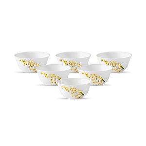 la opala diva ivory collection opal glass vegetable bowl set 6 pcs yellow grace white