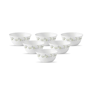 la opala diva ivory collection opal glass vegetable bowl set 6 pcs white passion white