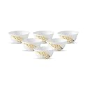 La Opala Diva, Ivory Collection, Opal Glass Vegetable Bowl Set 6 pcs, Yellow Grace, White