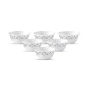 La Opala Diva, Ivory Collection, Opal Glass Vegetable Bowl Set 6 pcs, Grace Blue, White