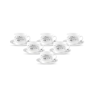 la opala diva opal glass crockery  coffee cup amp saucer iris set of 12  mystrio black 100 ml  for tea amp coffee  microwave safe  100 vegetarian  extra strong  super light  super white