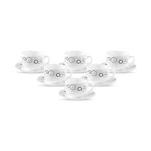 la opala diva opal glass crockery  cup amp saucer iris large set of 12  misty drops 220 ml  for tea amp coffee  microwave safe  100 vegetarian  extra strong  super light  super white