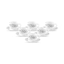 La Opala Diva, Opal Glass Crockery | Cup & Saucer Iris Large, Set of 12 | Misty Drops, 220 ml | for Tea & Coffee | Microwave Safe | 100% Vegetarian | Extra Strong | Super Light | Super White