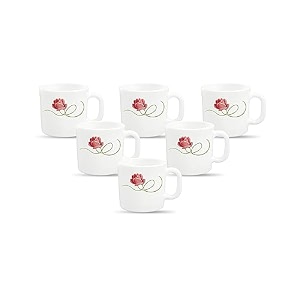 la opala melody collection opal glass coffee cup set regular 6 pcs dainty swirls white