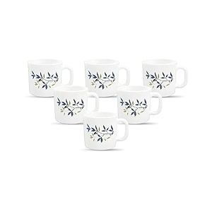 la opala melody collection opal glass coffee cup set regular 6 pcs silken charm white