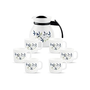 la opala melody collection opal glass coffee set 7 pcs silken charm white