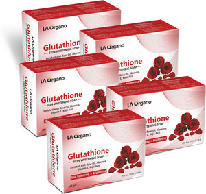 la organo glutathione rose skin lightening  brightening soap for all skin type-pack of 5