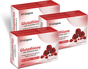 la organo glutathione rose skin lightening  brightening soap for all skin type-pack of 3 3 x 100 g