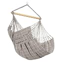 LA SIESTA® - Large Comfort Domingo Hammock Swing Chair - Weather &amp; Tear Resistant Hanging Hammock Chair - Indoor Outdoor Hammock Chair Swing - Patio Porch Bedroom Hanging Chair - Max 285 Lbs, Almond