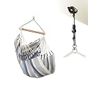 LA SIESTA® - Medium Basic Domingo Hammock Swing Chair &amp; CasaMount - Weather &amp; Tear Resistant Hanging Chair - Outdoor Indoor Hammock Chair w/Suspension Kit for Walls Ceilings Square Beams - Sea Salt