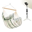 LA SIESTA® - XL King Domingo Hammock Swing Chair &amp; CasaMount - Weather &amp; Tear Resistant Hanging Chair - Outdoor Indoor Hammock Chair w/Suspension Kit for Walls Ceilings Square Beams - Cedar