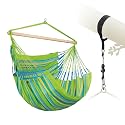 LA SIESTA® XL King Domingo Hammock Chair Swing &amp; Tree Mount Kit - Suspension Kit for Trees Beams Posts - Weatherproof, Outdoor Indoor Hammock Swing - Hanging Chair for Bedroom Patio - Lime