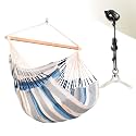 LA SIESTA® - XL King Domingo Hammock Swing Chair &amp; CasaMount - Weather &amp; Tear Resistant Hanging Chair - Outdoor Indoor Hammock Chair w/Suspension Kit for Walls Ceilings Square Beams - Sea Salt