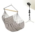 LA SIESTA® - XL King Domingo Hammock Swing Chair &amp; CasaMount - Weather &amp; Tear Resistant Hanging Chair - Outdoor Indoor Hammock Chair w/Suspension Kit for Walls Ceilings Square Beams - Almond