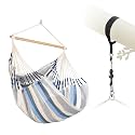 LA SIESTA® Large Comfort Domingo Hammock Chair Swing &amp; Tree Mount Kit - Suspension Kit for Trees Beams Posts - Weatherproof, Outdoor Indoor Hammock Swing - Hanging Chair for Bedroom Patio - Sea Salt