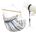 LA SIESTA® XL King Domingo Hammock Chair Swing &amp; Tree Mount Kit - Suspension Kit for Trees Beams Posts - Weatherproof, Outdoor Indoor Hammock Swing - Hanging Chair for Bedroom Patio - Sea Salt