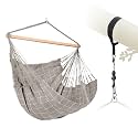 LA SIESTA® - XL King Domingo Hammock Swing Chair &amp; TreeMount - Weather &amp; Tear Resistant Hanging Chair for Bedroom Patio - Outdoor Indoor Hammock Chair w/Suspension Kit for Trees Beams &amp; Posts -Almond