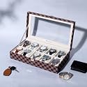 La Trove 10 Slot Watch Organizer Box, Glass Lid, Cushion Case, Black