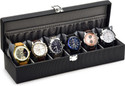 LAAM ALIF 6 Slots Black Unisex Watch Box Organiser Watch Box