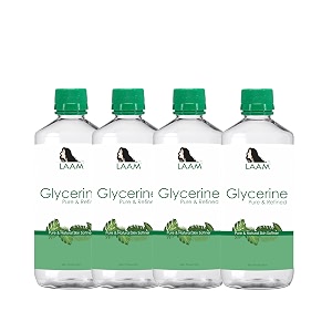 laam glycerine pure amp refined  multi-purpose vegetable glycerine  used for chaffing moisturizing dryness dark spot wrinkles aging  natural soft amp glowing skin- 4x600 gm liquid