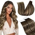 LaaVoo 24Inch Human Hair Tape in Extensions Brown Long Straight