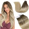 LaaVoo Tape in Hair Extensions Human Hair Blonde Balayage, 12inch 30g 20pcs