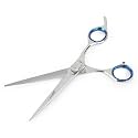 Laazar Pro Pet Grooming Scissors, Premium Steel Dog Grooming Shears with Blue Handles, Long-Lasting Sharp Blades (Straight, 7 Inches)