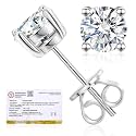Lab Grown Diamond Stud Earrings Screw Back for Women Round Cut IGI Certified D Color VVS1 Clarity Hypoallergenic Fine Jewelry Gift