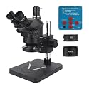 Lab Microscope Slides 1080P 48MP 2K 4K HDMI USB VGA C Mount Video Camera 50X 100X Simul-Focal Stereo Trinocular Microscope Suitable for Phone Soldering PCB Repair Microscope Parts(4K 48MP HDMI USB-01)