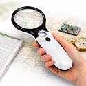 LABART Magnifying Glass with 3 Led Light 3X & 45X Big Size Zoom Lenses for Seniors, Book and Newspaper Reading, Eyelash Extensions Magnifier Glass (Black and White) with 1 Year Warranty