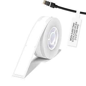 label maker tape niimbot d11 cable label print paper 05344334 standard laminated office labeling tape replacement for d11 handheld label machine waterproof tear proof 1 roll 65 pcs cablewhite