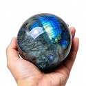 Labradorite Crystal Ball 2.4-2.8 inch with Stand Polished Sphere Home Decor