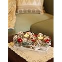 Home – Decorative Candle Holder Centerpiece with Wooden Base, Pinecones &amp; Berries | Elegant Tea Light &amp; Votive Stand for Christmas Decoration, Festive Home Decor &amp; Gifting Table Display
