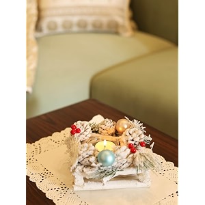 home  decorative candle holder centerpiece with pinecones amp berries  elegant glass jar tea light stand for christmas decoration festive home decor amp gifting  tabletop accent piece