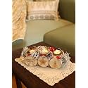 Rustic Diwali Candle Holder – 3-Tealight Wooden Log with Pinecones, Frosted Branches, Red Ornaments &amp; Snow Effect – Festive Table Centerpiece for Christmas Home Decor &amp; Lighting